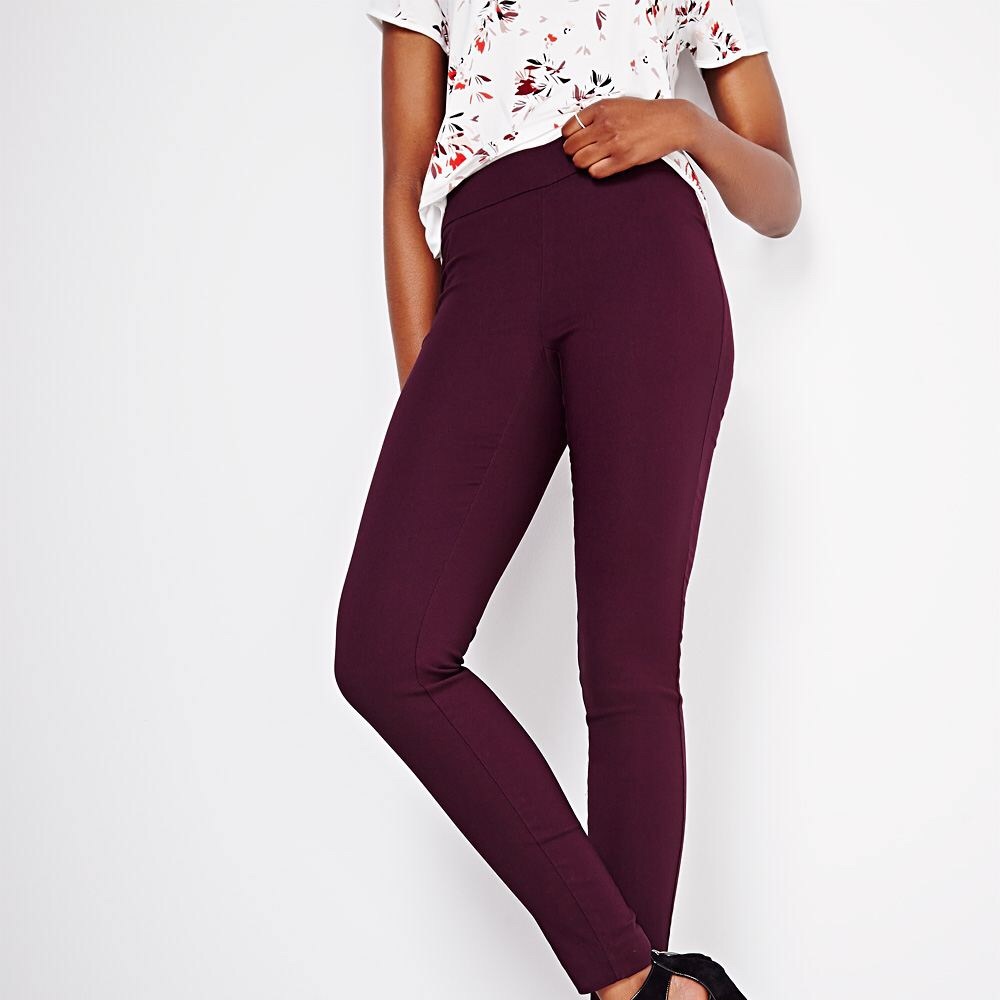 Wine coloured pull on leggings